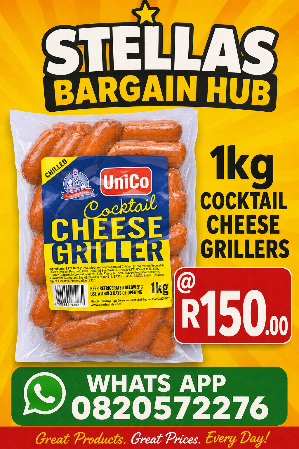 1kg Unico Cocktail Cheese Grillers